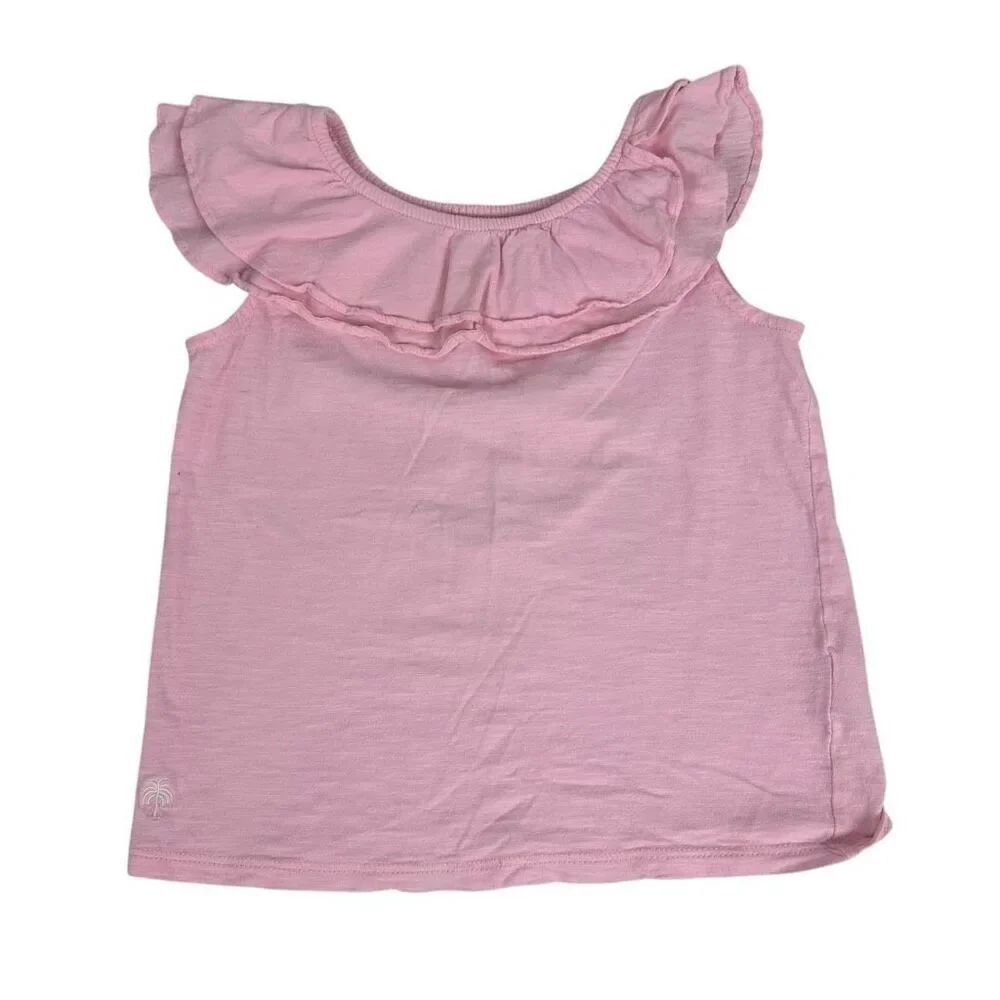 Lilly Pulitzer Girls Small Ruffle Neck Sleeveless Top Pink